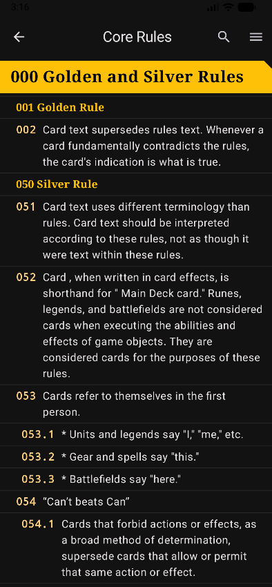 Core Rules Interface